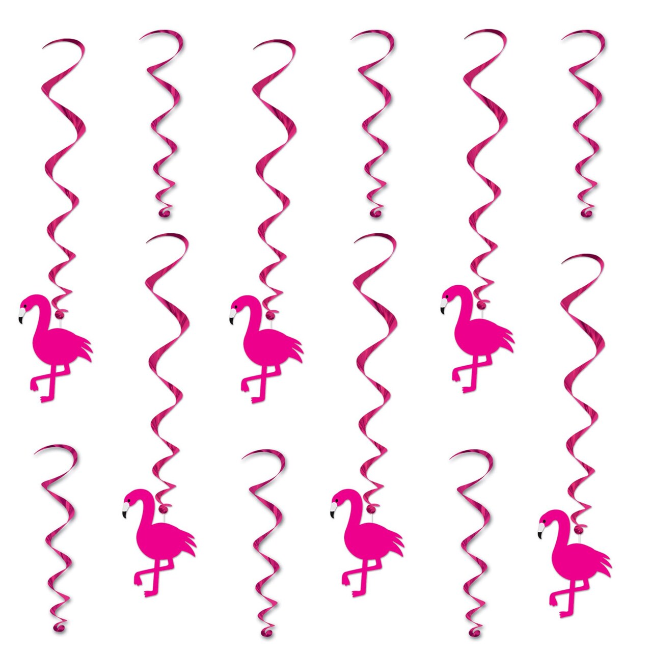 Beistle Spiral Flamingo Whirls Hanging Decorations - Pack of 12